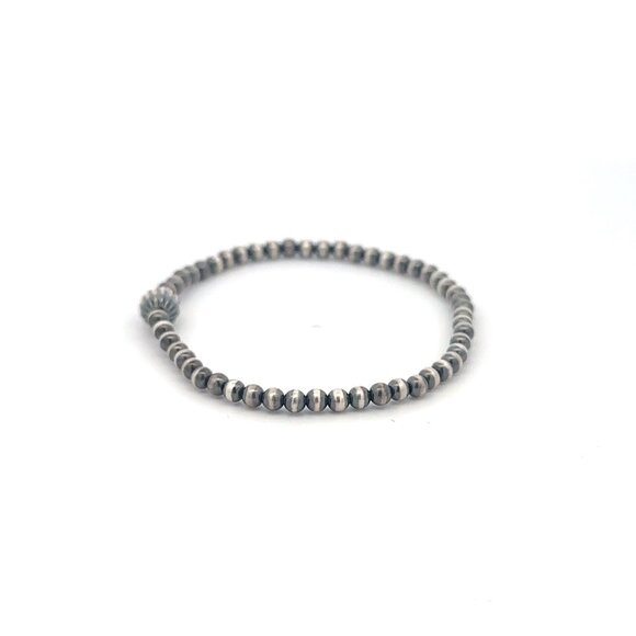 925 Sterling Silver Authentic Navajo Beads 3mm-6mm Stretch Bracelet Minimalist - Picture 3 of 5